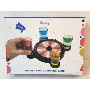 Wembley Drinking Game Spinner Wheel with Shot Glasses 4pc Set NIB